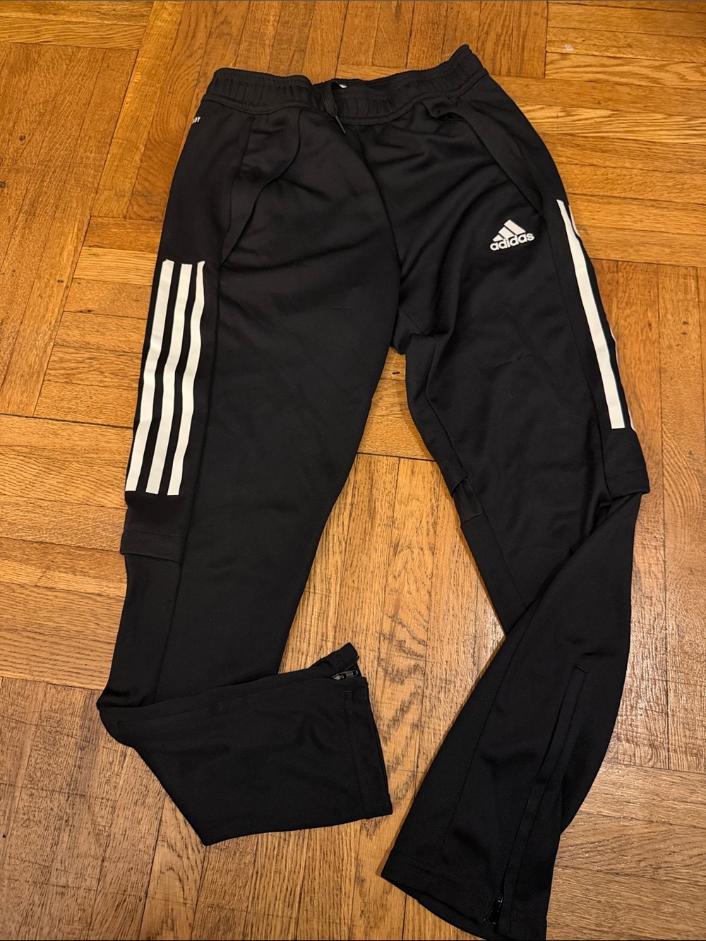 adidas Black Jogger Track Pants with White Stripe Accents